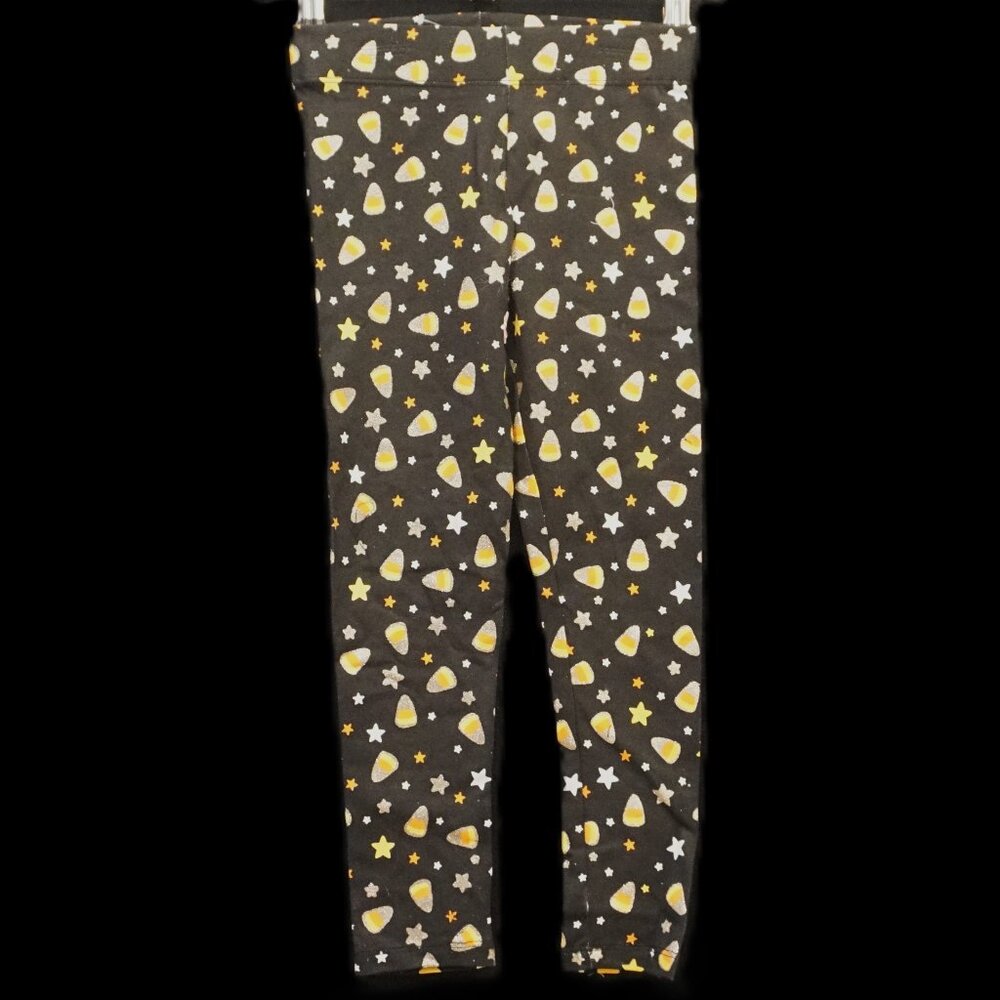 Spooky Night Candy Corn Black Pant Leggings Joggers Cotton Pull On Girl’s Small